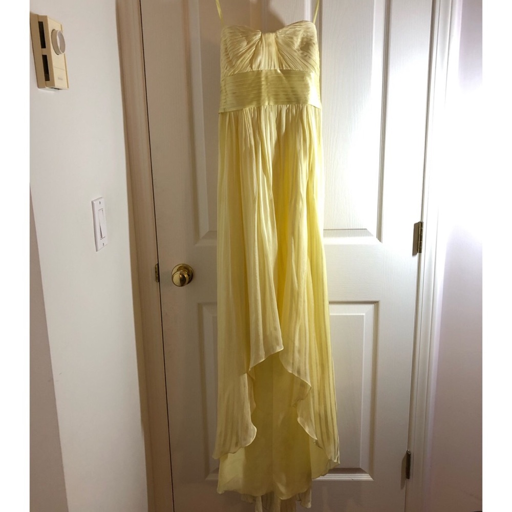 Yellow strapless long gown worn once